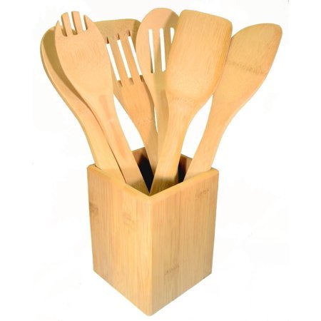 6 Piece Set Bamboo Cooking Utensils Dinner Tools Bamboo Cooking Spoon Set Housewarming Gifts Kitchen Bamboo Carton Natural 6 Pcs
