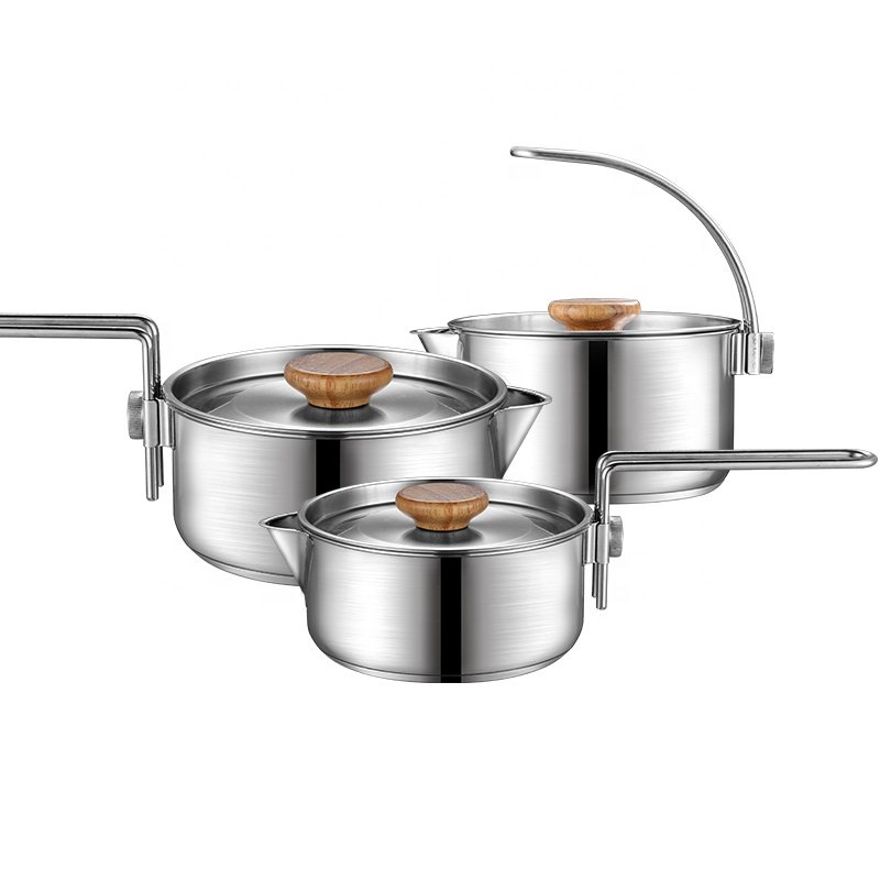 Stainless Steel Outdoor Pots Camping Cookware Set Portable Kitchenware Kit Camping Kettle & Hiking Camping Pot