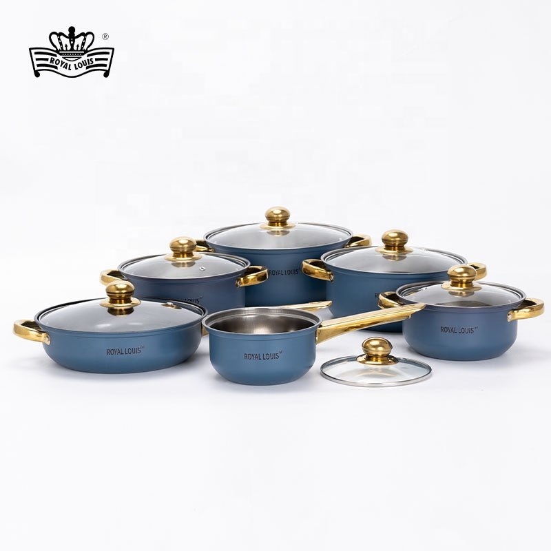 ROYAL LOUIS Gift 12Pcs Hot Selling Cooking Pot Set Multicolor Spray Painting Stainless Steel Cookware Sets Stock Pot Kitchenware