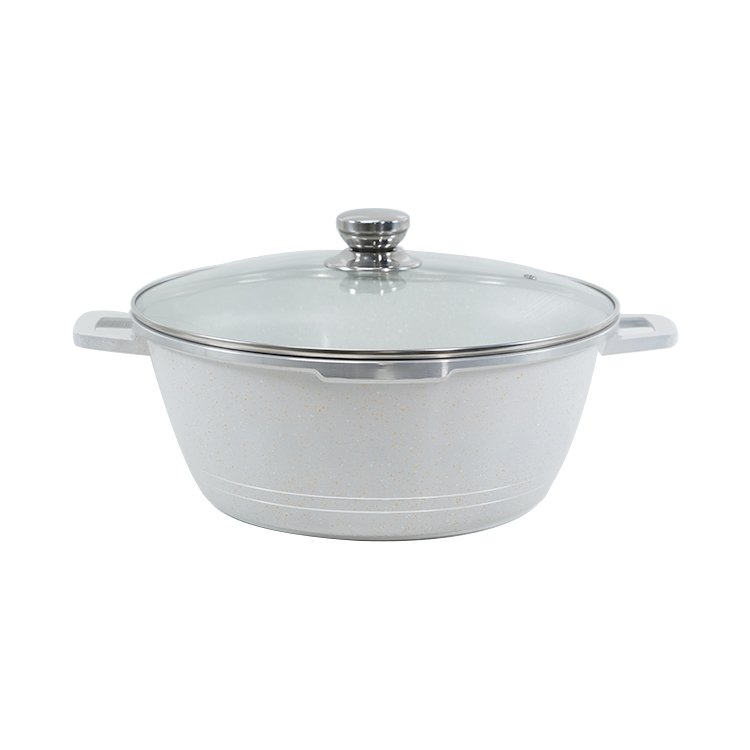 10pcs Kitchen Cookware Set 20/24/28/32cm Deep Soup Pot 28cm Shallow Stockpot Marble Coated Pan