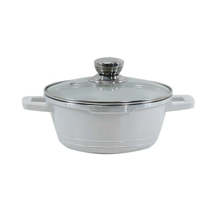 10pcs Kitchen Cookware Set 20/24/28/32cm Deep Soup Pot 28cm Shallow Stockpot Marble Coated Pan