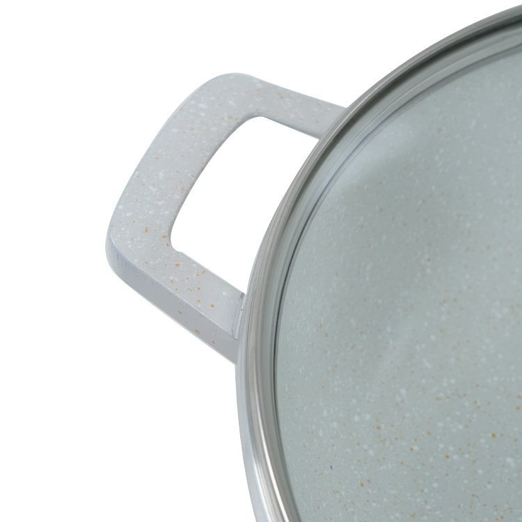 10pcs Kitchen Cookware Set 20/24/28/32cm Deep Soup Pot 28cm Shallow Stockpot Marble Coated Pan