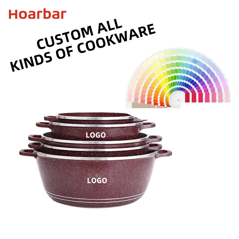 Dessini 10-piece aluminum pot soup pot medical stone non stick cookware set with granite coating