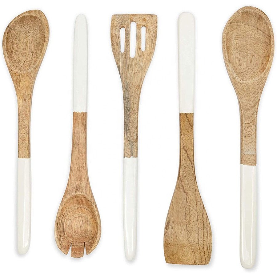Amaazon hot selling mango wood kitchen cooking wood kitchen tool utensils set from china