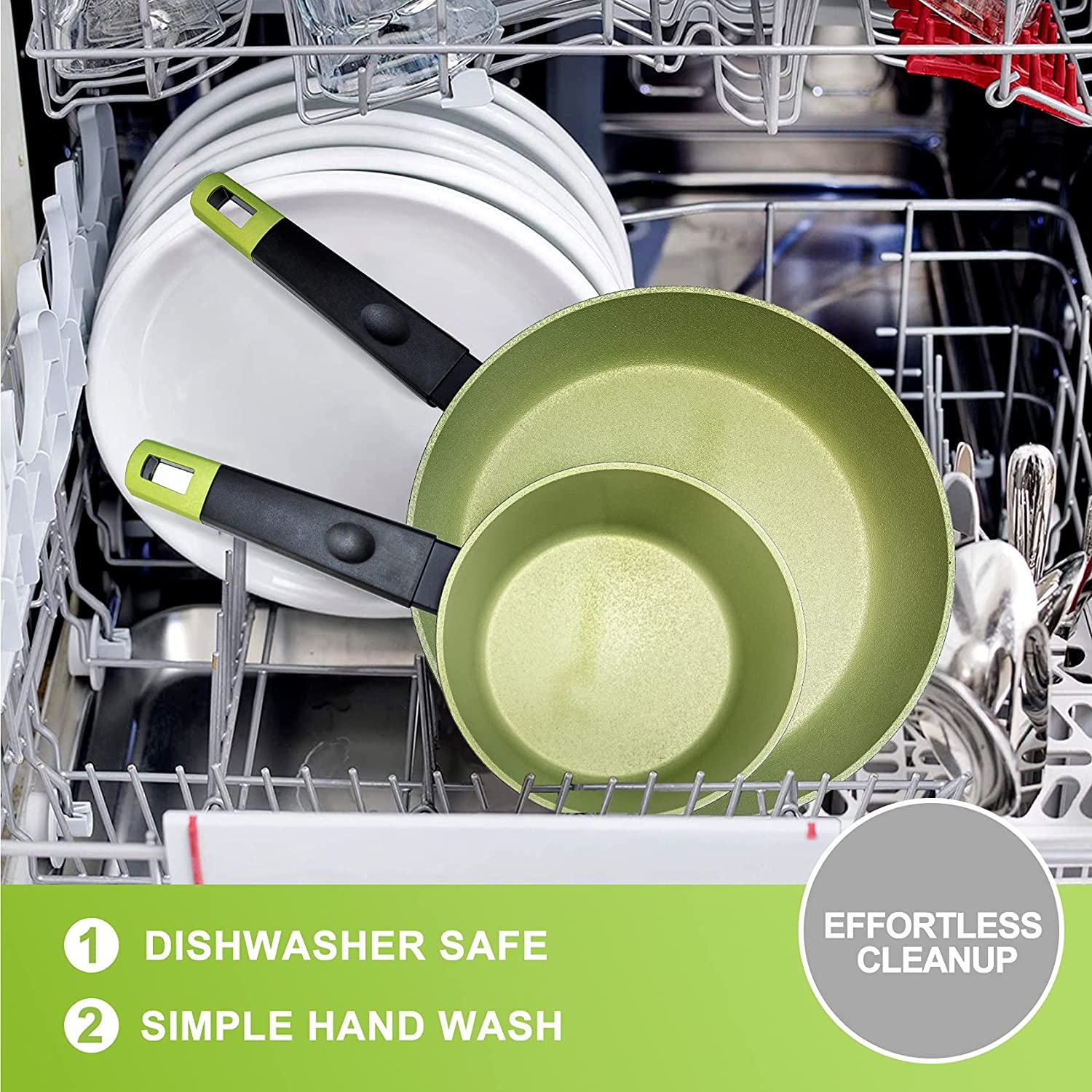 Non Stick Cookware Set Green New Design Forged Aluminum 10PCS Aluminum Cookware-Set Nonstick Cookware Sets