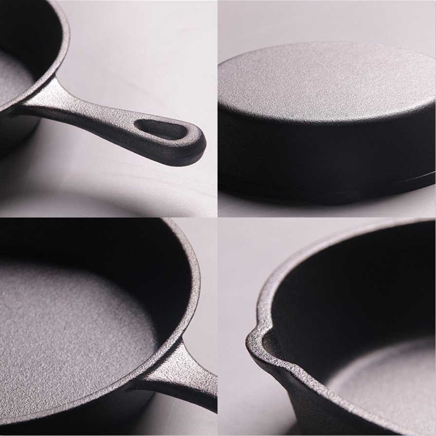 Cast Iron Skillet 3-Piece Set Pre-Seasoned Pan Cookware Set - 10", 8", 6" Pans Great For Frying, Saute, Cooking, Pizza Black