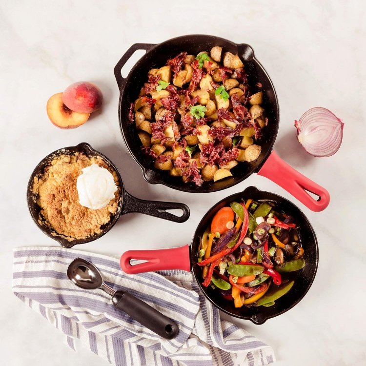 Free Sample Pre-seasoned Nonstick Cast Iron Skillet 3-Piece Chef Set 6-Inch 8-Inch 10-Inch Frying Pans Set Oven Safe Cookware