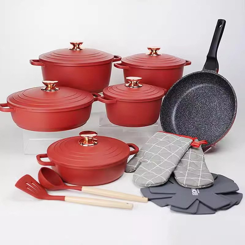 Nonstick Die Casting Aluminium Cookware Set Wholesale Cooking Pots Induction Kitchen Pots And Pans With Cooking Utensils