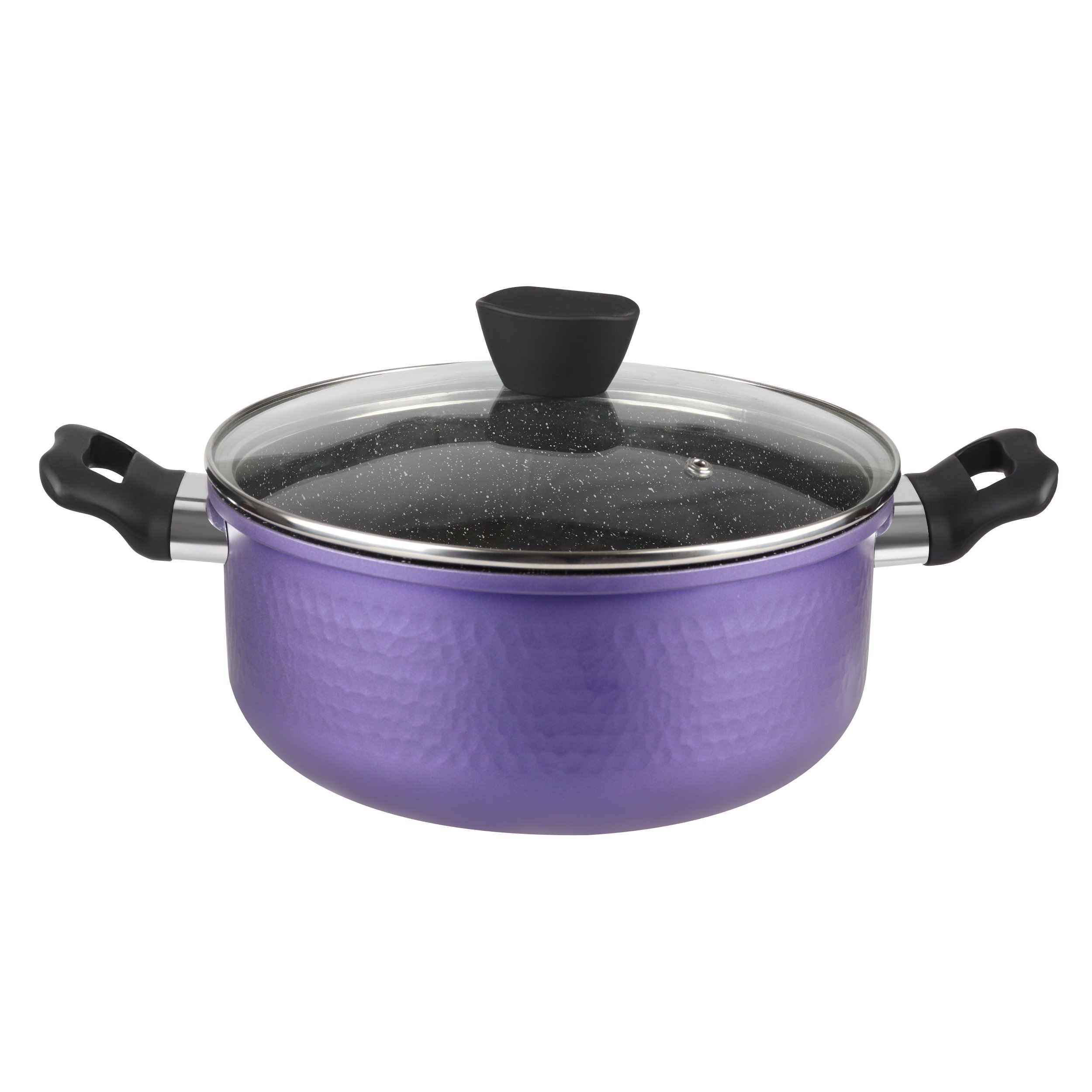 purple color pressing aluminum nonstick marble cookware set with hammered body