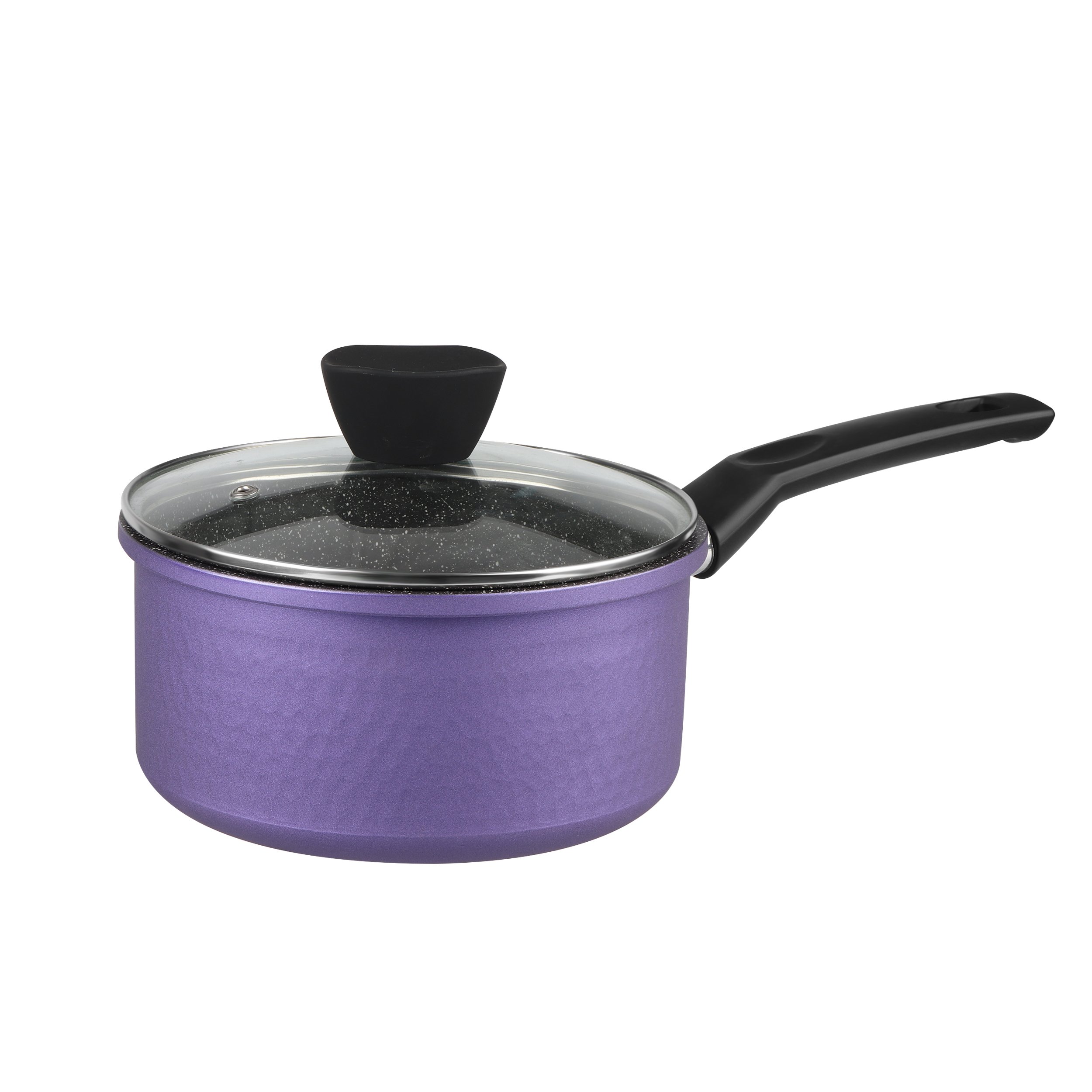 purple color pressing aluminum nonstick marble cookware set with hammered body