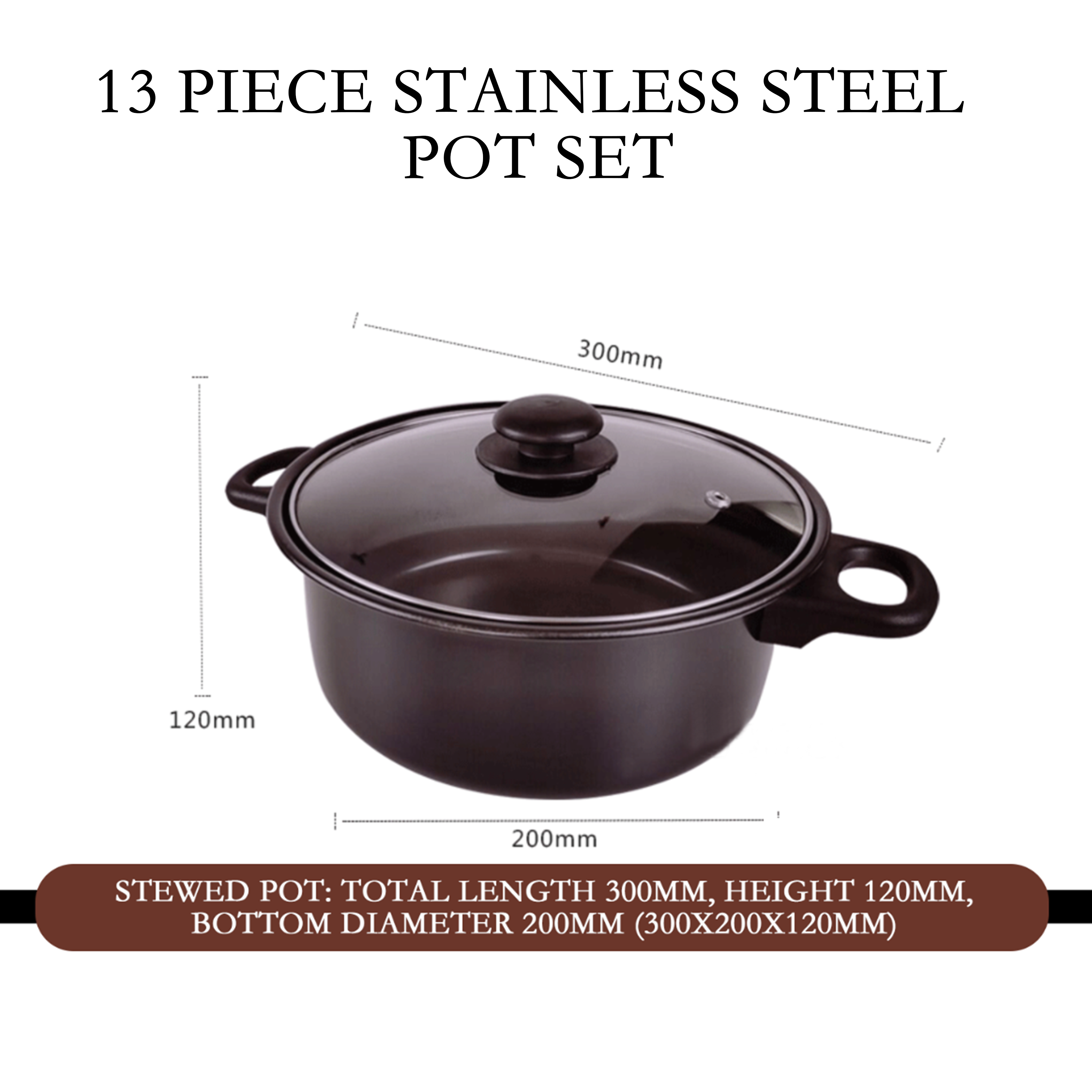 Hot Sale 13 Pieces Black Cast Iron Kitchen Utensils Cooking Tools Non Stick Cookware Set With Pots And Pans Set And lid