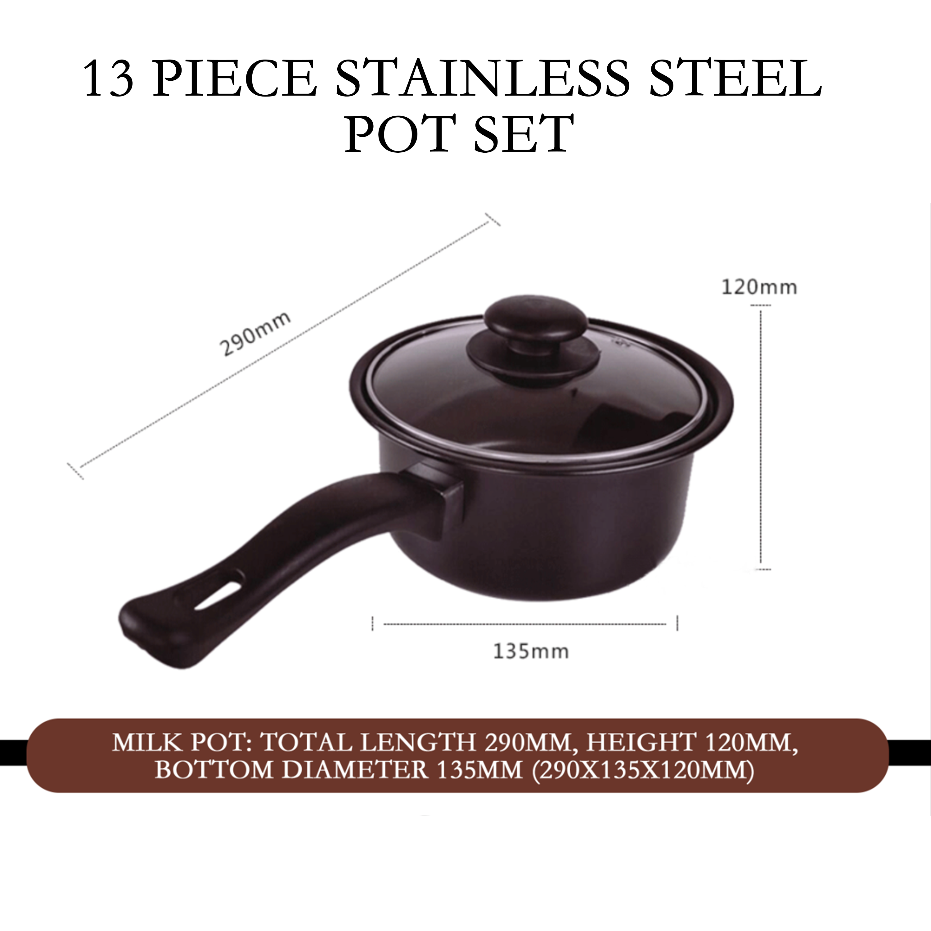 Hot Sale 13 Pieces Black Cast Iron Kitchen Utensils Cooking Tools Non Stick Cookware Set With Pots And Pans Set And lid