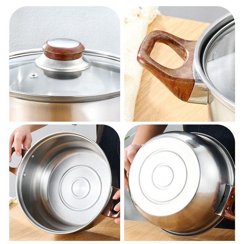 12pcs Non-Stick Induction Stainless Steel Cookware Set Kitchenware Pots and Pans for Cooking Frying Cookpot Casserole Pan Set