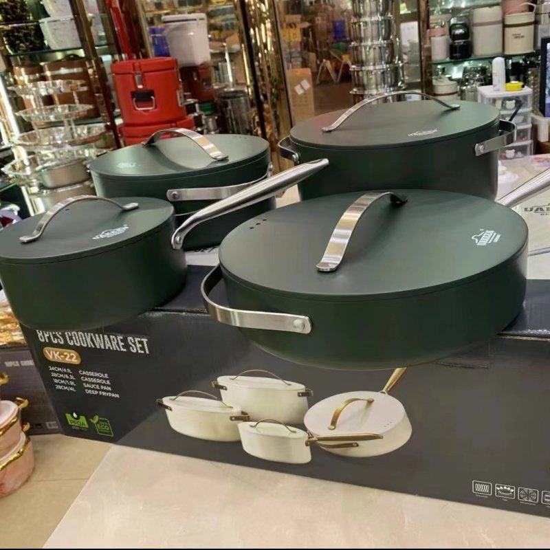 Non-stick Coating Cooking Surface 8pcs Food Container Panelas Cookware Set New Arrival Hot Selling Kitchen Cookware Set
