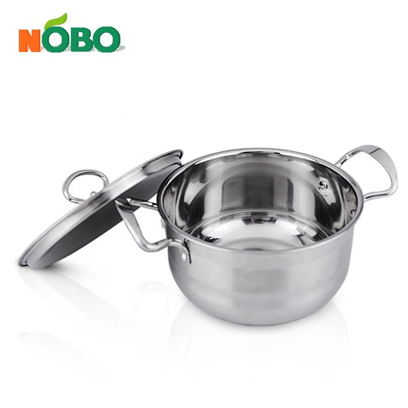 Set of 8 Induction Bottom Kitchen Cooking Pot Cookware Set Stainless Steel with Double Handle