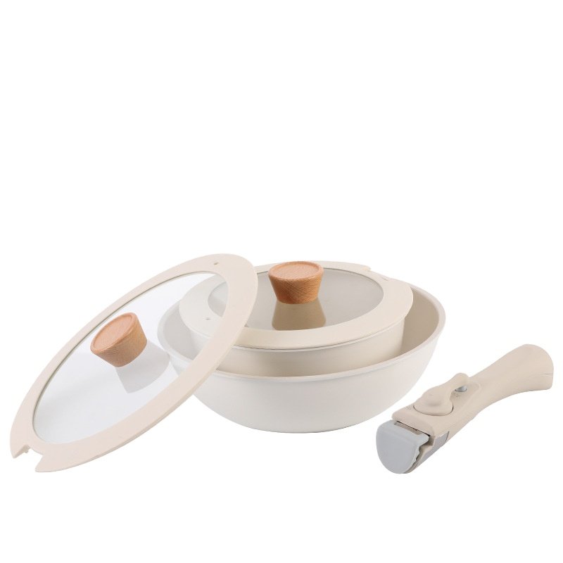 New Design Forged Aluminum Cookware Set with Removable Handles Silicone Lids Non-Stick Cookware