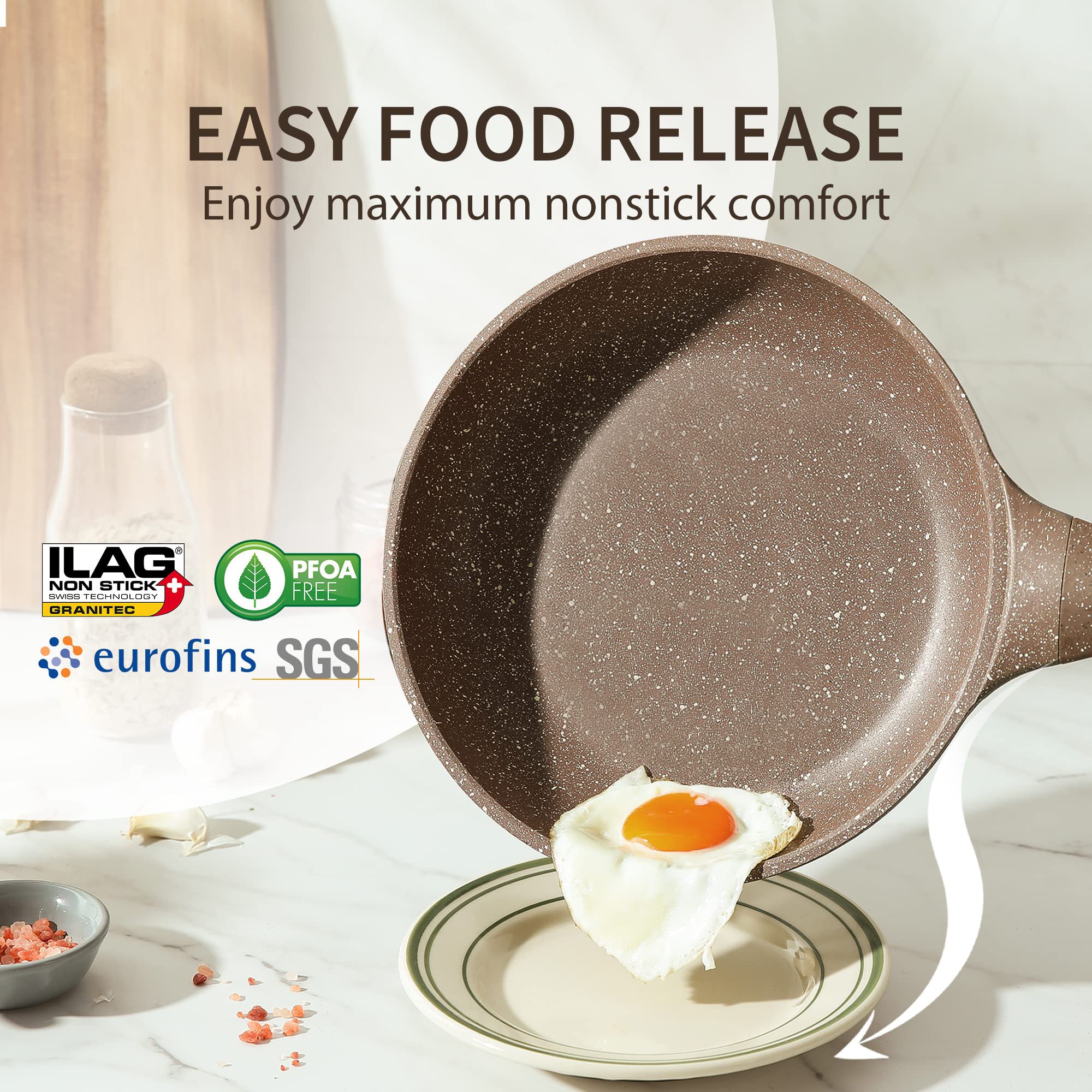 Pots and Pans Non-Stick Cookware Set Induction Kitchen Cookware Sets, 10 Pcs Non Stick Cooking Set With Silicone Lid