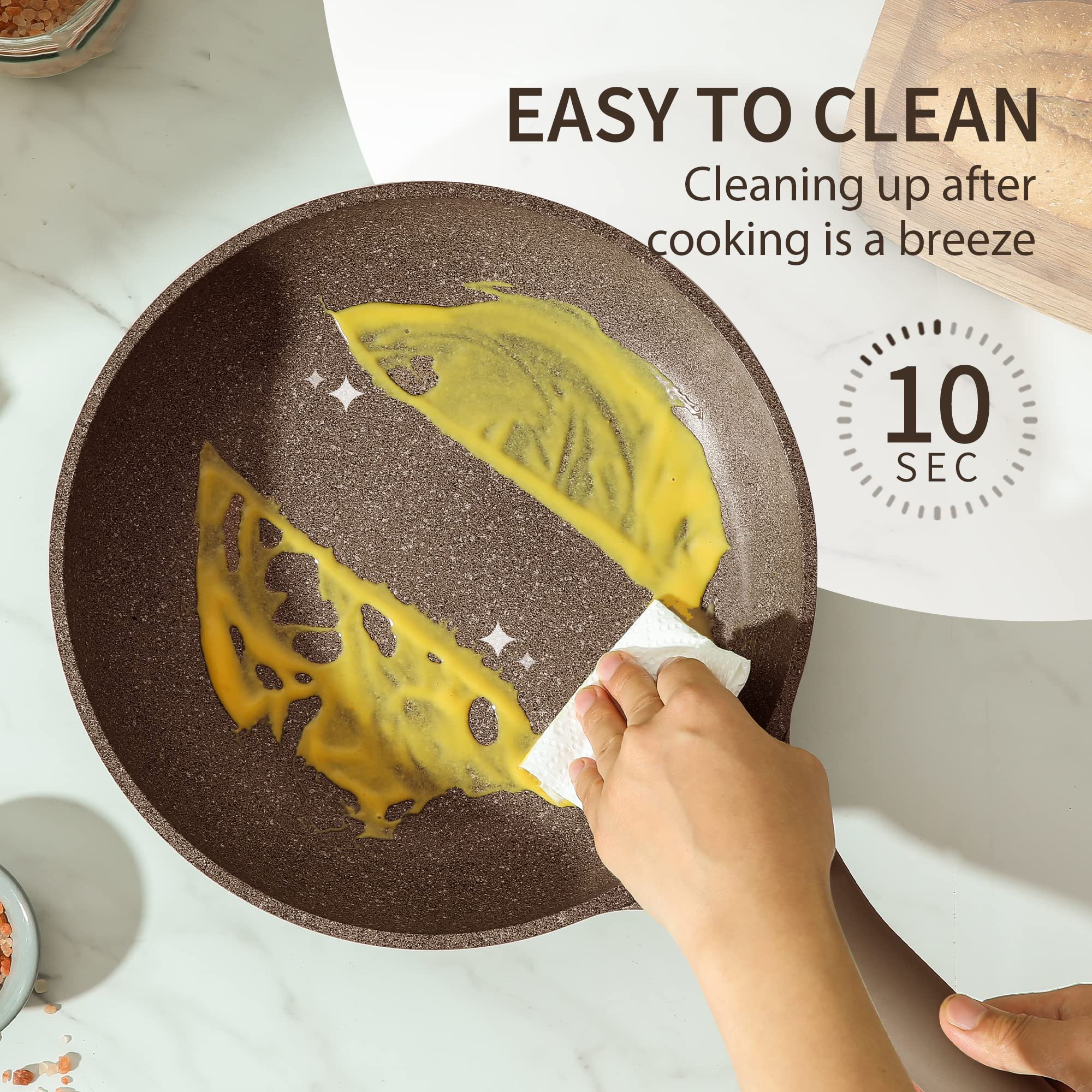 Pots and Pans Non-Stick Cookware Set Induction Kitchen Cookware Sets, 10 Pcs Non Stick Cooking Set With Silicone Lid