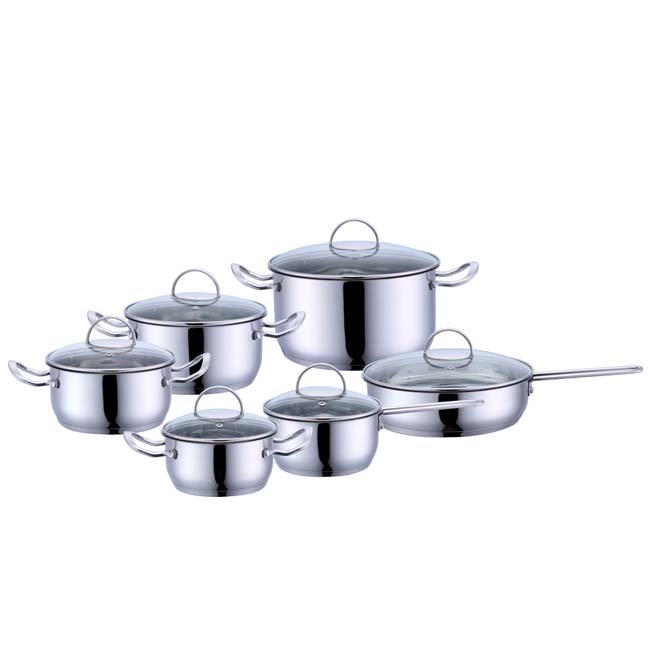 Hot Sell Stainless Steel Couscous Camping 12pcs Cooking Pot Non Stick Cookware Set For Kitchen