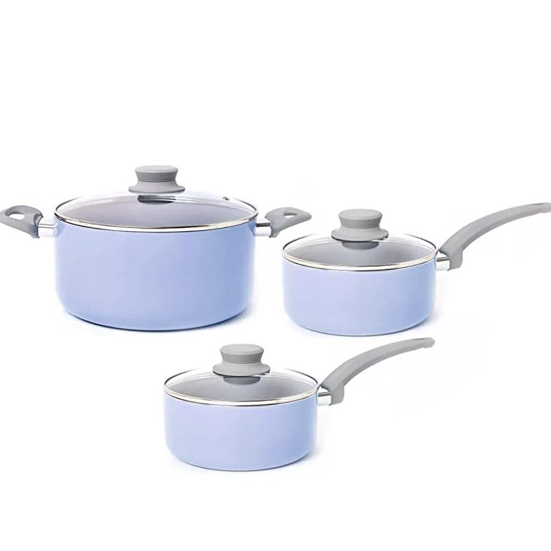 OEM Style Forged Kitchen Cooking Pot Aluminum Pots Grey Cookware Set wholesale with glass lid