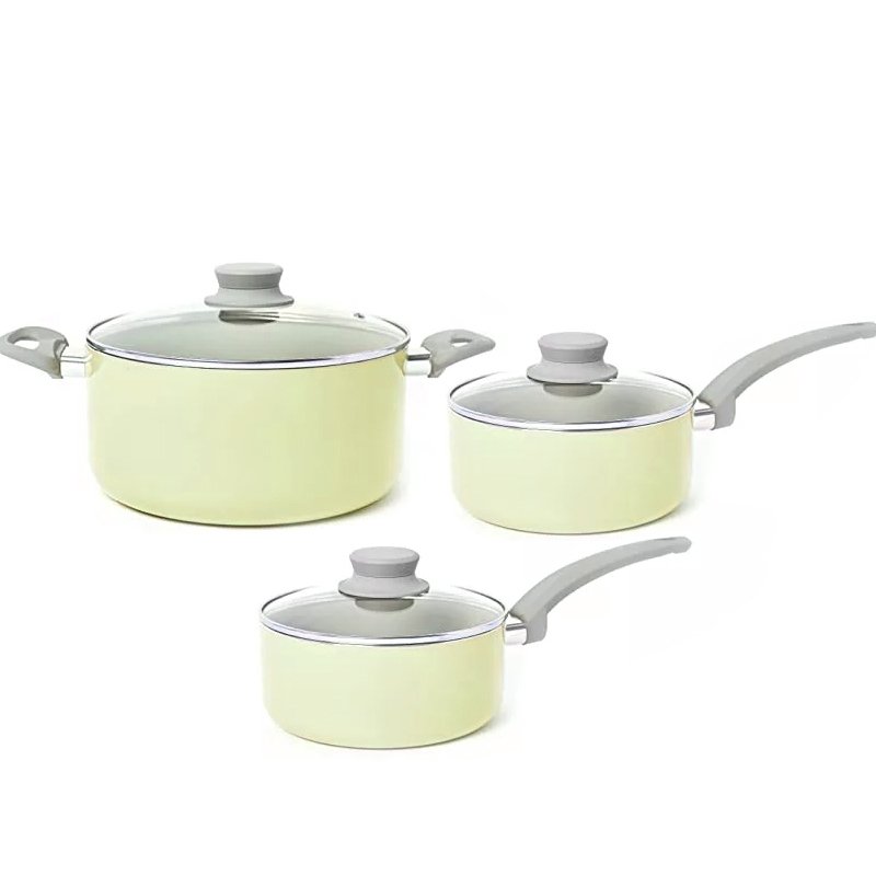 OEM Style Forged Kitchen Cooking Pot Aluminum Pots Grey Cookware Set wholesale with glass lid