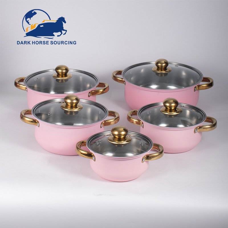 Wholesale 10 Piece Kitchen Ware Stock Pot Stainless Steel Cooking Milk And Soup Pot Cookware Induction Cooker Set
