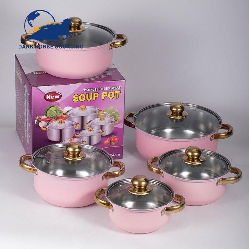 Wholesale 10 Piece Kitchen Ware Stock Pot Stainless Steel Cooking Milk And Soup Pot Cookware Induction Cooker Set