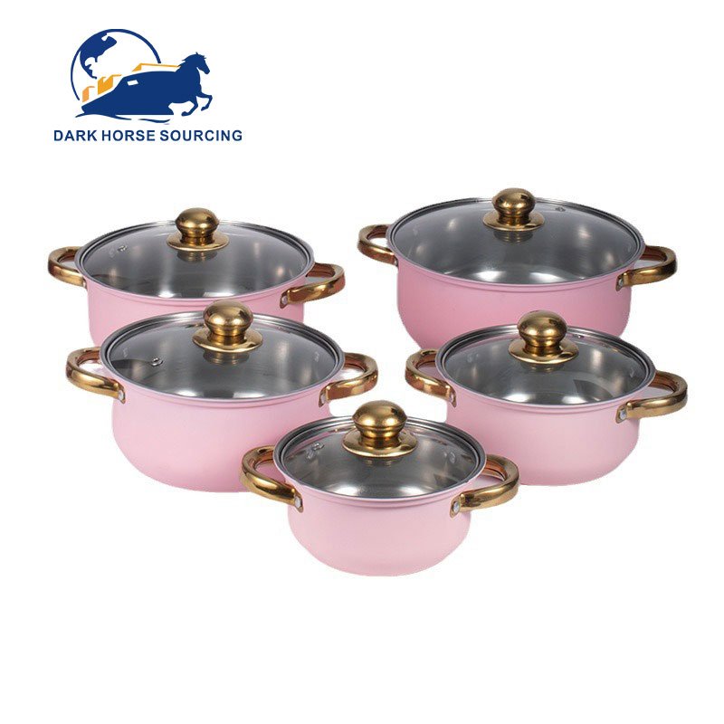 Wholesale 10 Piece Kitchen Ware Stock Pot Stainless Steel Cooking Milk And Soup Pot Cookware Induction Cooker Set