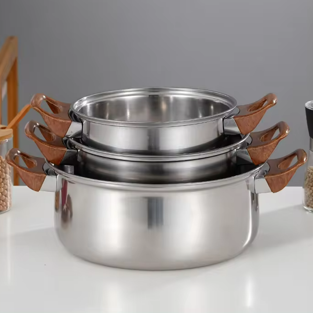 Wholesale 12pcs Stainless Steel Saucepan Cookware Sets With Glass Lid Cooking Pots And Pans Set Soup Stock Pot Kettle Frying Pan
