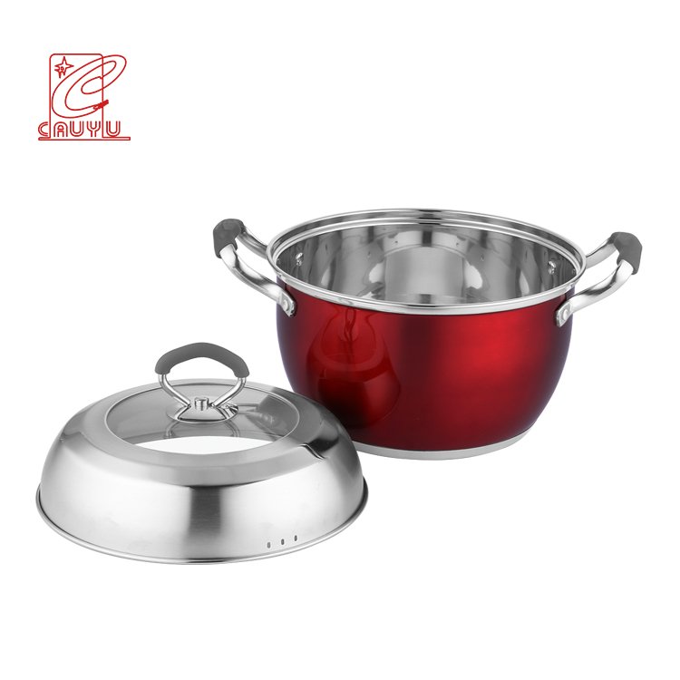 8Pcs Stainless Steel Pot Soup Pot Set Cooking Pot Cookware Set With Silicone Handles