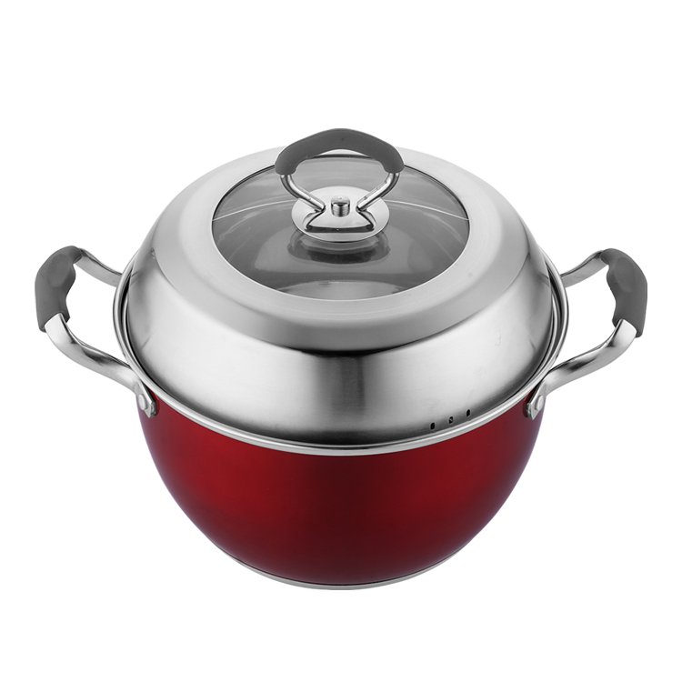 8Pcs Stainless Steel Pot Soup Pot Set Cooking Pot Cookware Set With Silicone Handles