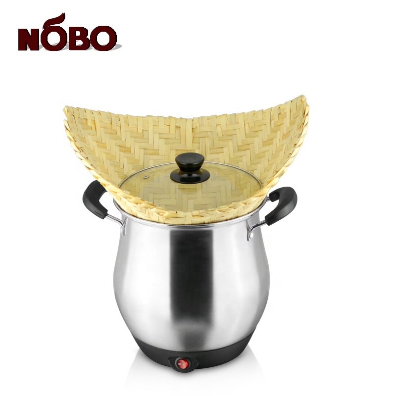NOBO Kitchenware Camping Electric Cooking Pot Stainless Steel Cookware Set with Glass Lids