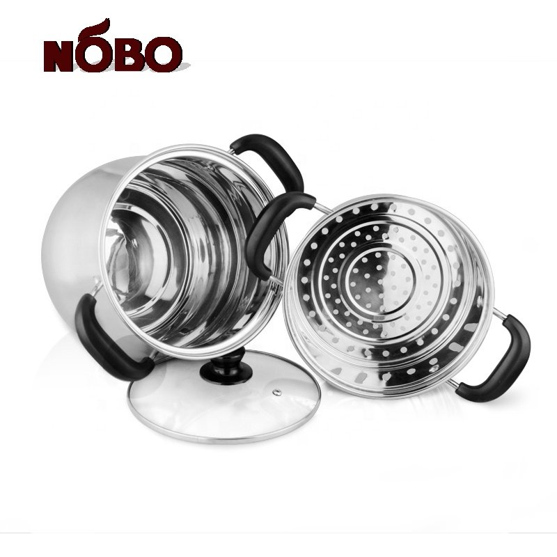 NOBO Kitchenware Camping Electric Cooking Pot Stainless Steel Cookware Set with Glass Lids