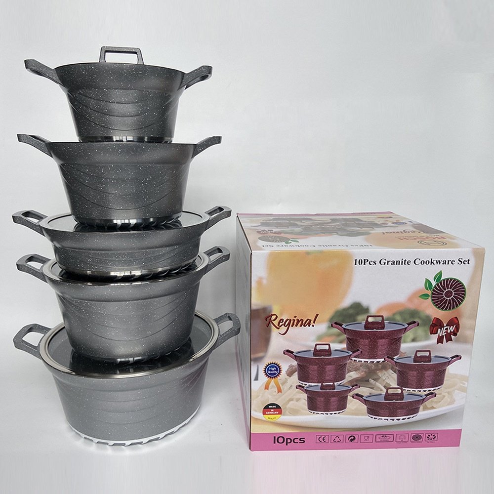 High quality granite cookware sets non stick marble aluminum cooking pots and pans wholesale kitchen cookware set