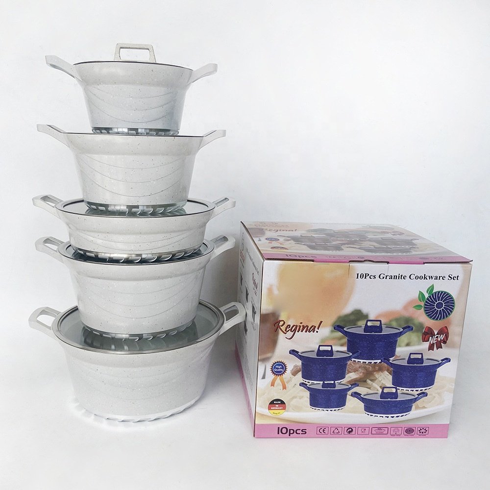 High quality granite cookware sets non stick marble aluminum cooking pots and pans wholesale kitchen cookware set