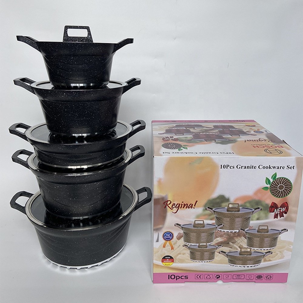 High quality granite cookware sets non stick marble aluminum cooking pots and pans wholesale kitchen cookware set