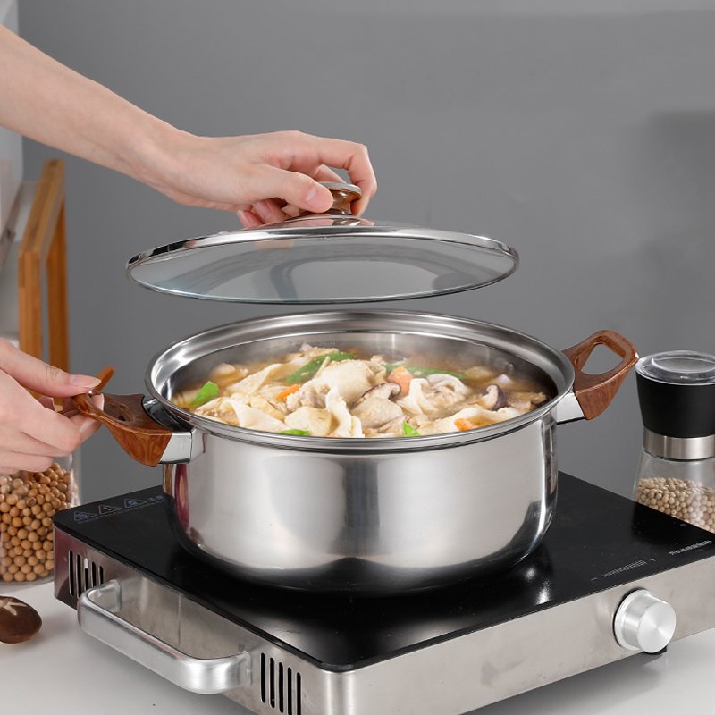 Hot sale stainless steel cookware set with brown bakelite