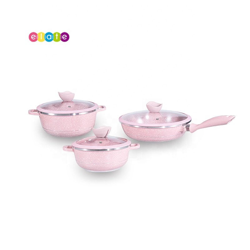 OEM Marble Granite Series Cookware Nonstick Coating Cast Aluminum Cookware Sets with Lid