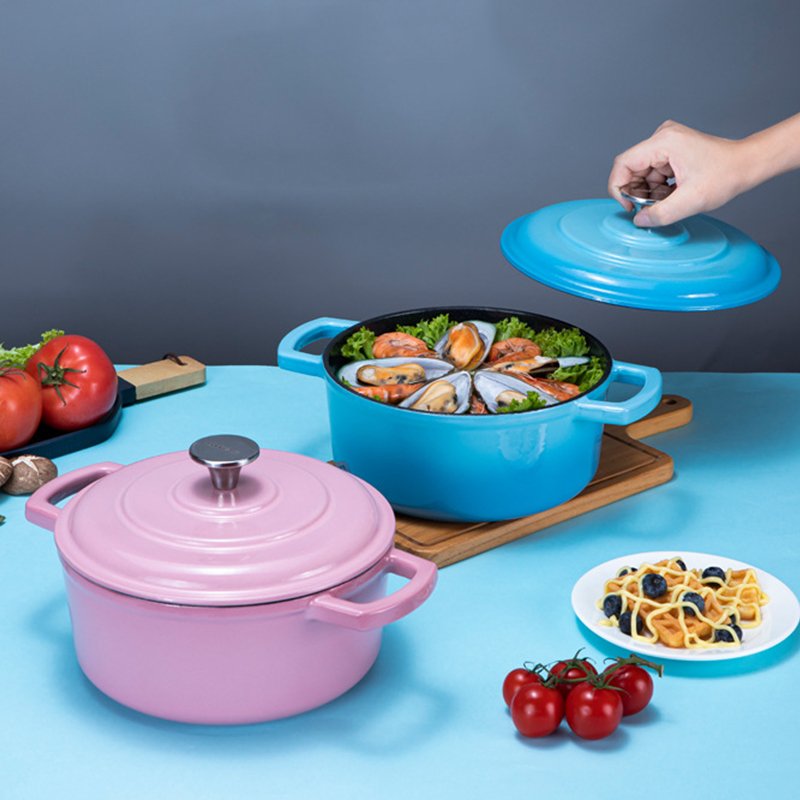 Cast iron cookware set spring Red enamel casserole stew steam soup pot home cooking professional kitchen customize cook set