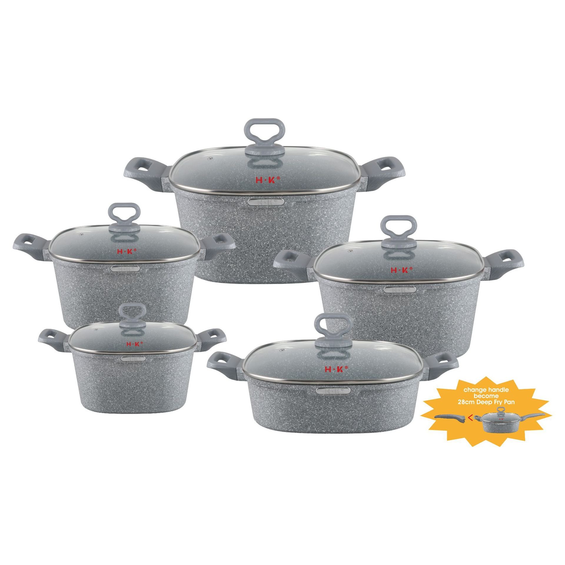 Home Party 10pcs set Aluminium Alloy Die Casting Detachable Handle Cookware Set 20/24/28/32/28cm Soup Pot