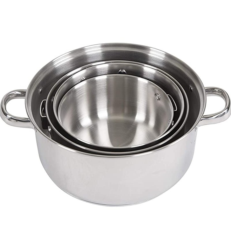 Stainless Steel Camping Cookware Set Convenient Detachable Handle Soup Pot Pan Outdoor cookware