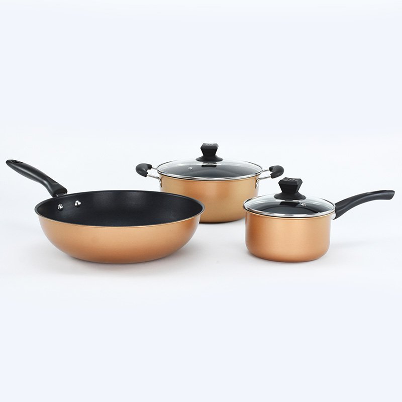Non stick cookware set kitchen use iron casserole 3pcs cooking pot set