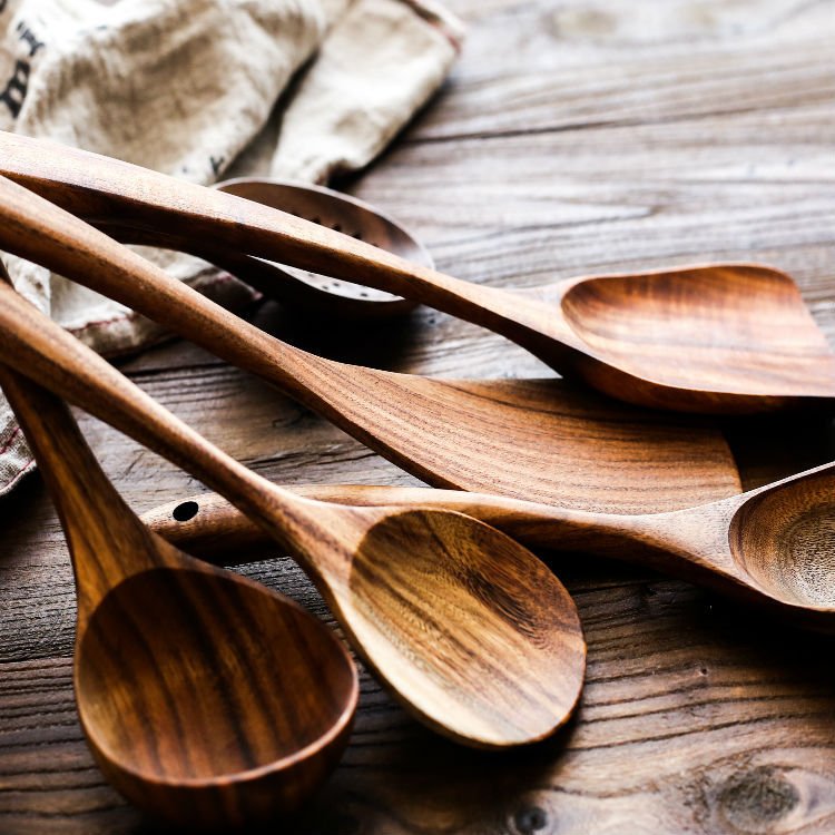 Wholesale 7pcs Teak Wooden Utensils Set Wood Spatula Nonstick Cookware Kitchen Utensils Set For Cooking