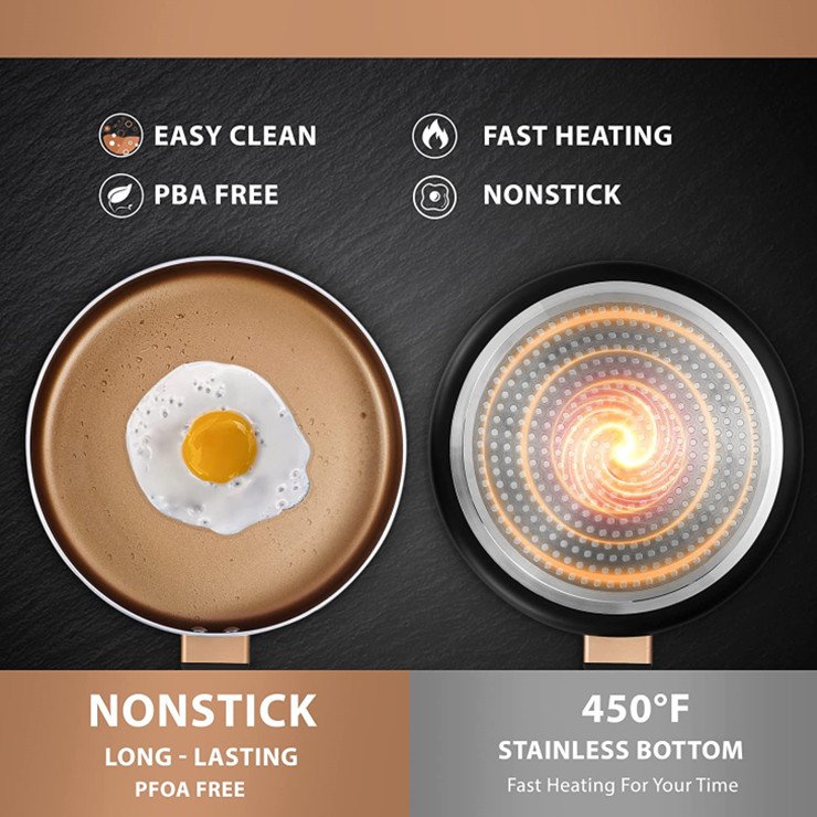 Yongkang factory OEM Ceramic Nonstick Granite Induction Kitchen Cooking Cookware Sets 5 Pcs Pots and Pans Set with Frying Pans
