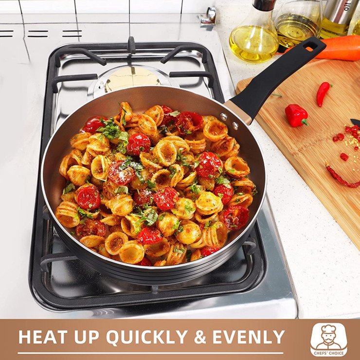 Yongkang factory OEM Ceramic Nonstick Granite Induction Kitchen Cooking Cookware Sets 5 Pcs Pots and Pans Set with Frying Pans