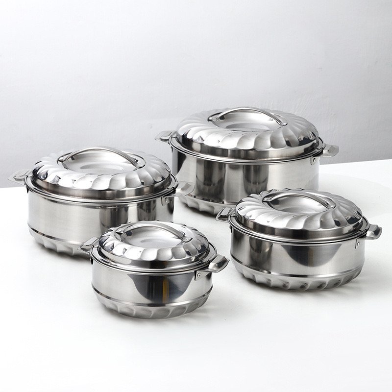 Luxury 4 Pcs/Set Home Use Insulated Stainless Steel Hot Pot Food Warmers Casserole Container Sustainable Stocked Metal