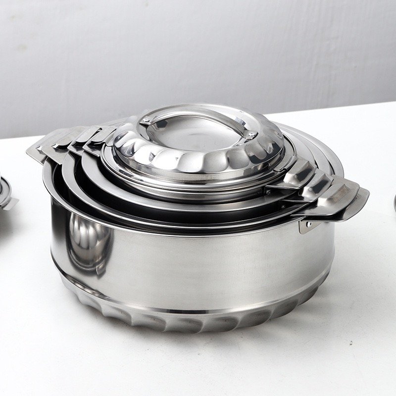 Luxury 4 Pcs/Set Home Use Insulated Stainless Steel Hot Pot Food Warmers Casserole Container Sustainable Stocked Metal