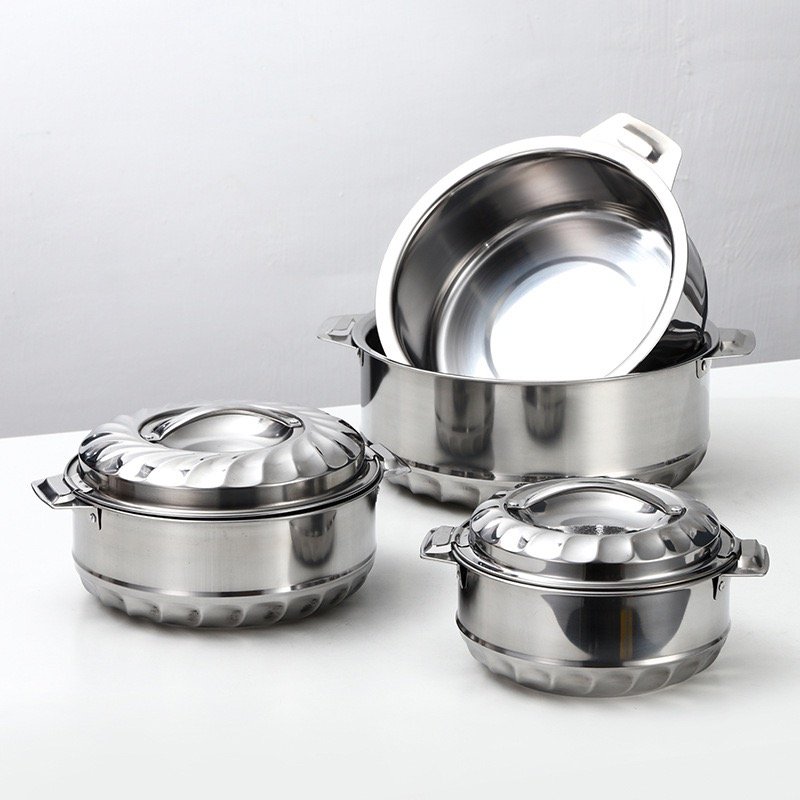 Luxury 4 Pcs/Set Home Use Insulated Stainless Steel Hot Pot Food Warmers Casserole Container Sustainable Stocked Metal