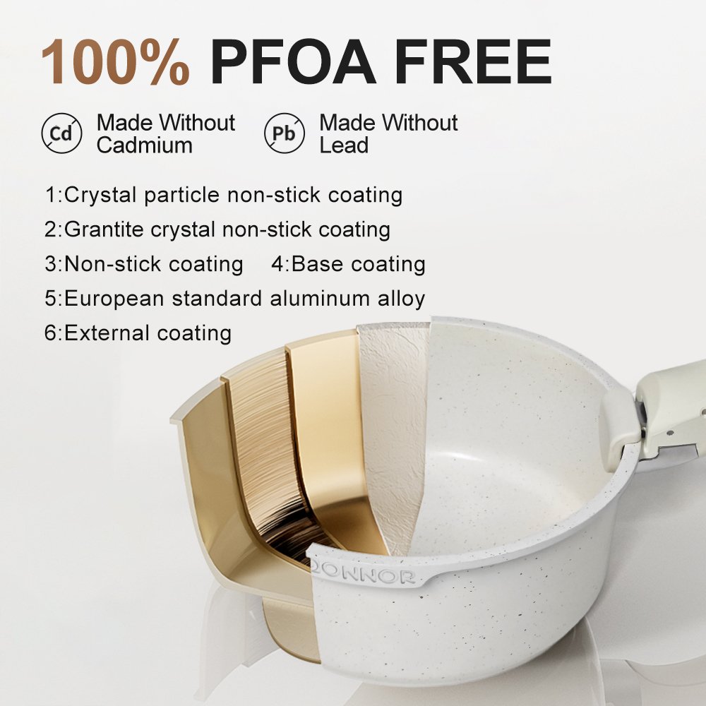 Donnor Grace Series 5pcs 17pcs Sets Die Cast Aluminum Saucepan Frying Pan and Pots Set Removable Handle Cookware Set
