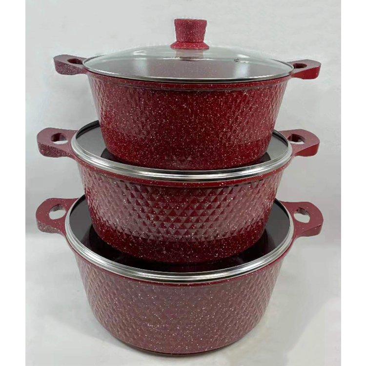Kitchen 32/36/40CM Big Non Stick Pan Die Cast Cooking Pot Aluminum Nonstick Granite Coated Casserole Cookware Set Black